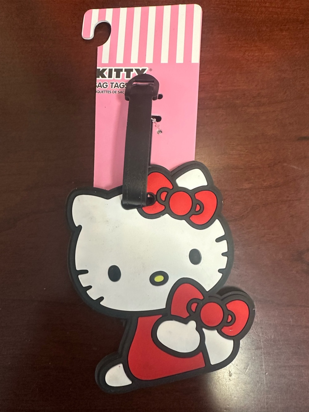 Sanrio Hello Kitty White & Red Silicone Luggage Tag with Black Strap
